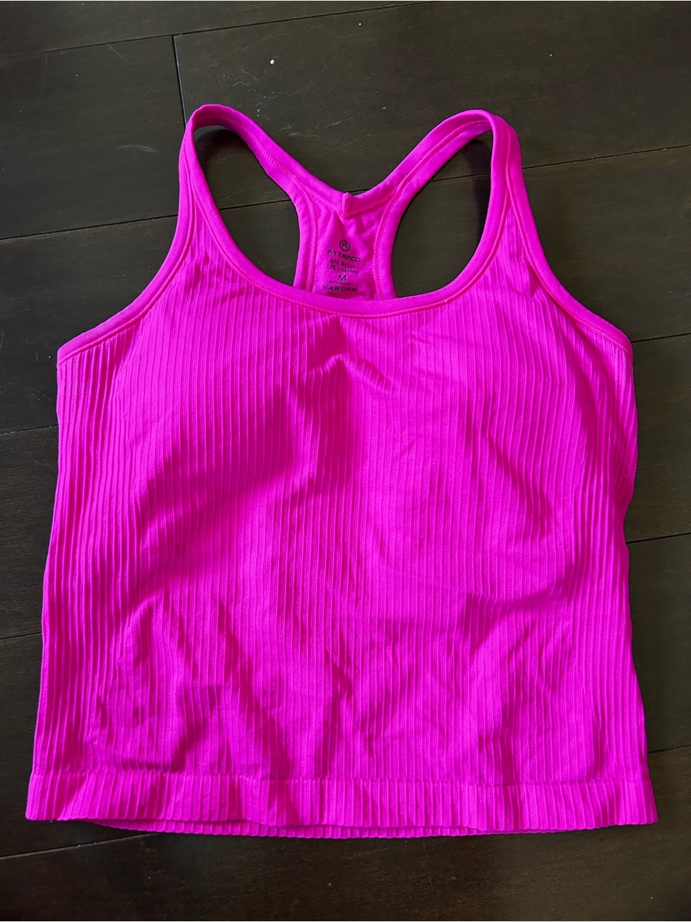 Bright Hot Pink Ribbed Racerback Tank Top